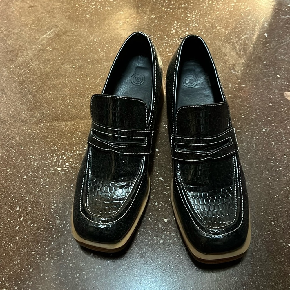 Shiny Loafer Heels